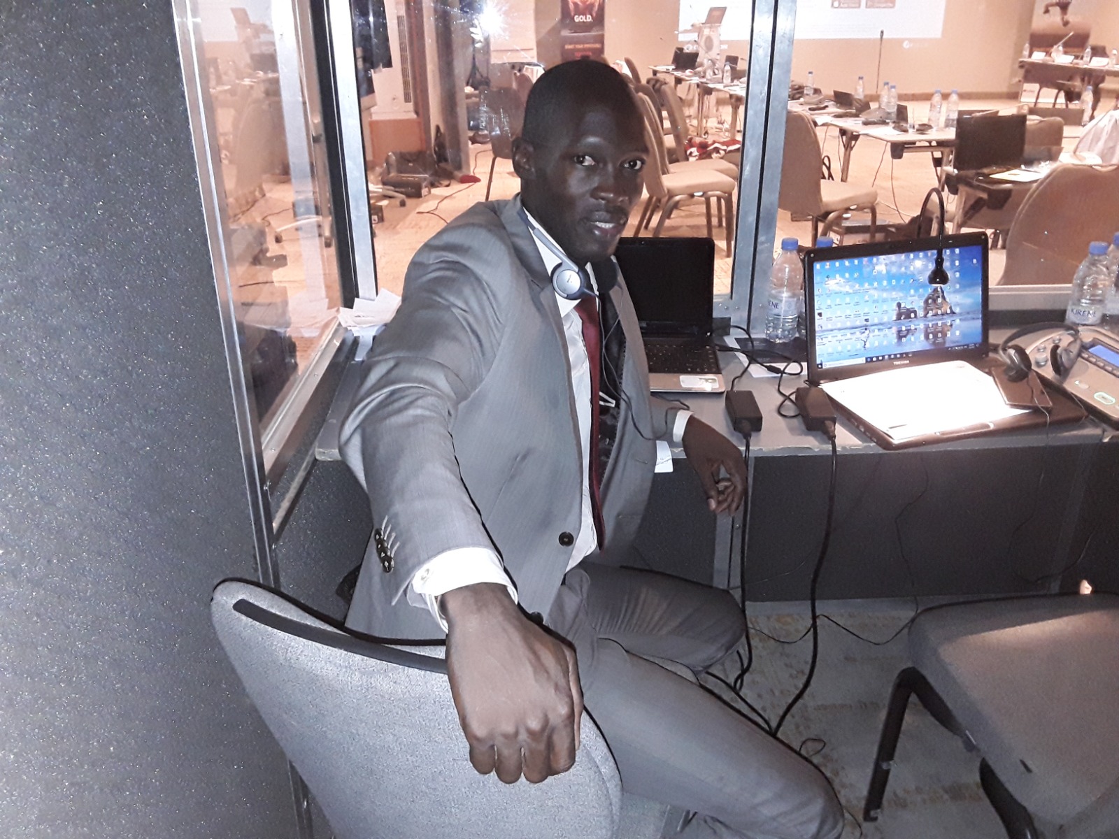 Professional interpreter at work during the conference